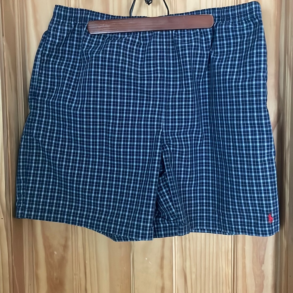 VINTAGE Polo Sport Swim Trunks Blue Plaid XL